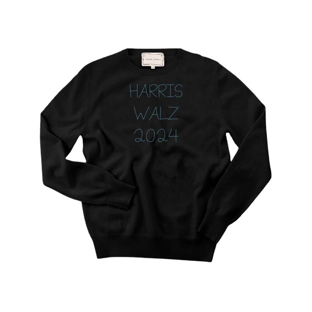 Lingua Franca Harris Walz 2024 Embroidered Sweatshirt Women's 2X Black Cotton